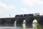 NS 4153 leads a container train onto Rockville bridge